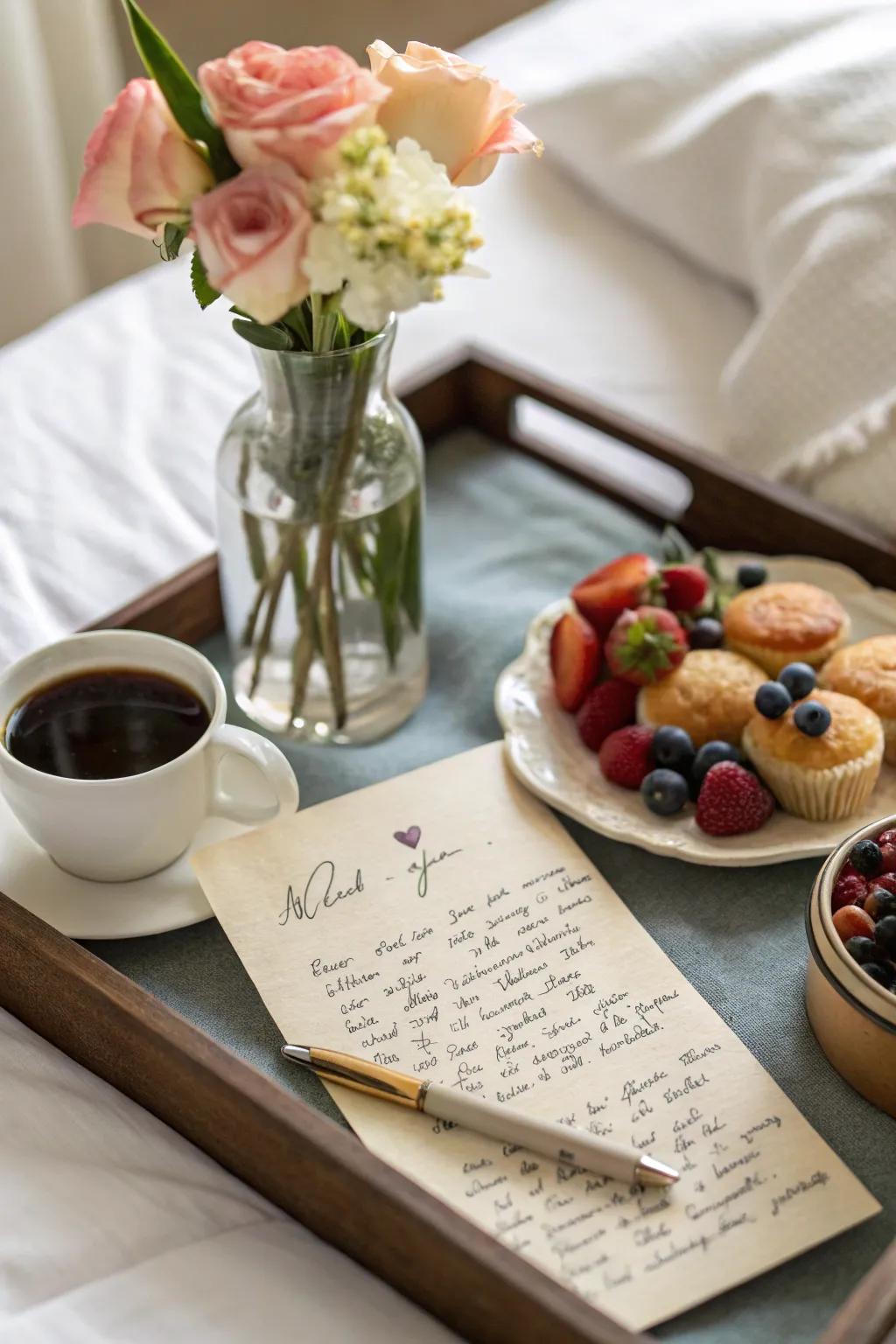 A personalized message of affection adds a heartfelt touch to your breakfast.