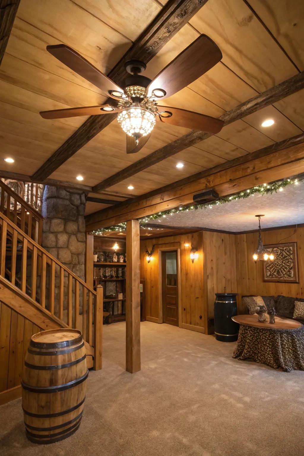 Rustic ceiling fans add style and comfort.