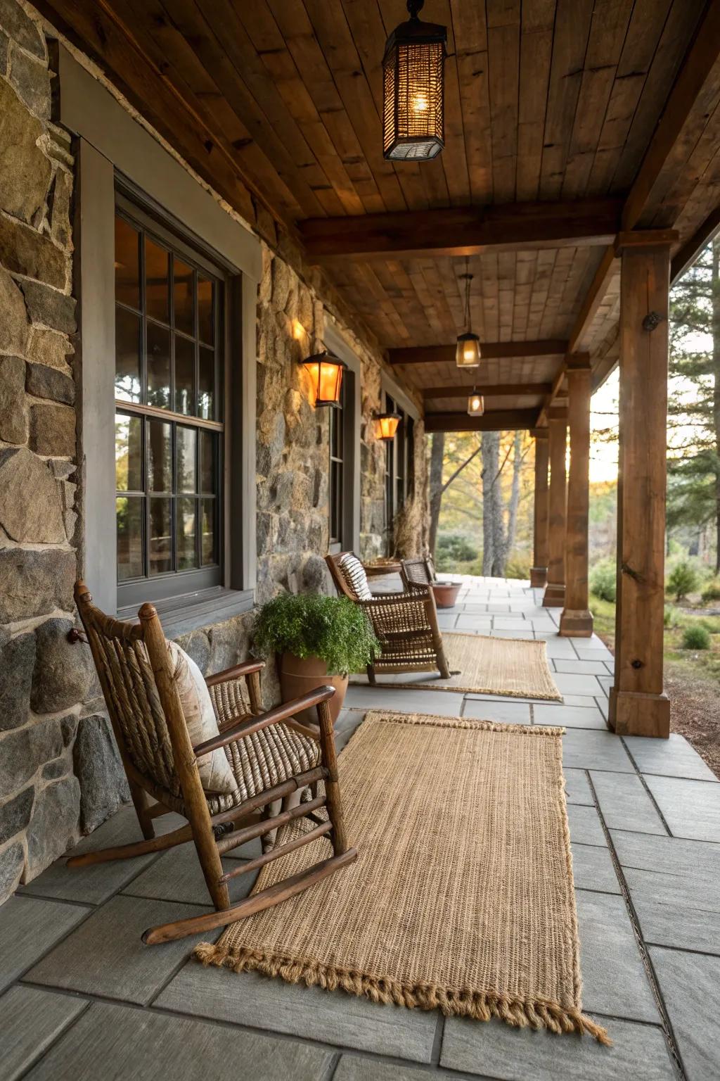 Natural mats provide comfort and style.