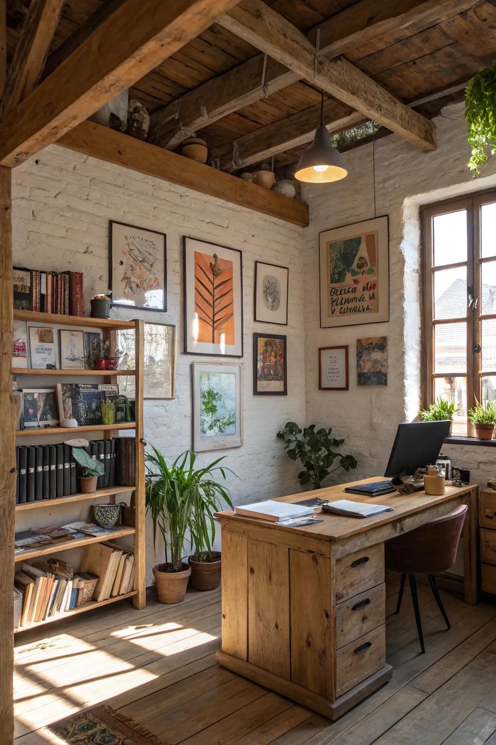 Art with inspiration personalizes and stimulates a country space.
