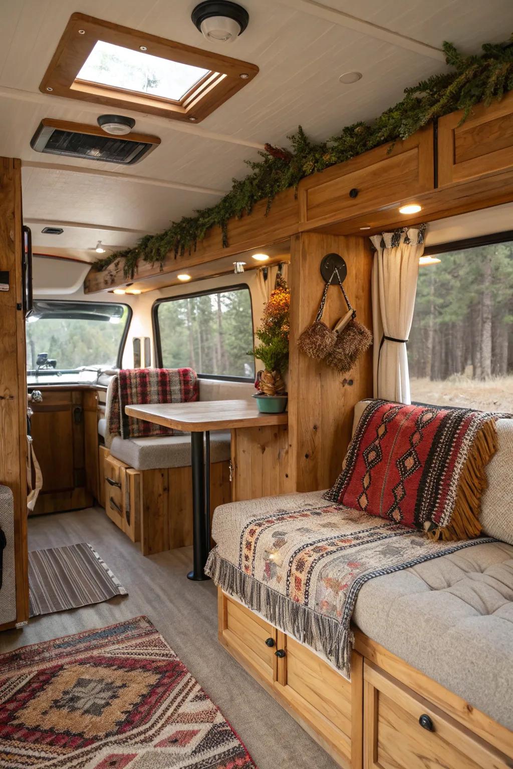 Country appeal fashions a snug, welcoming RV interior.
