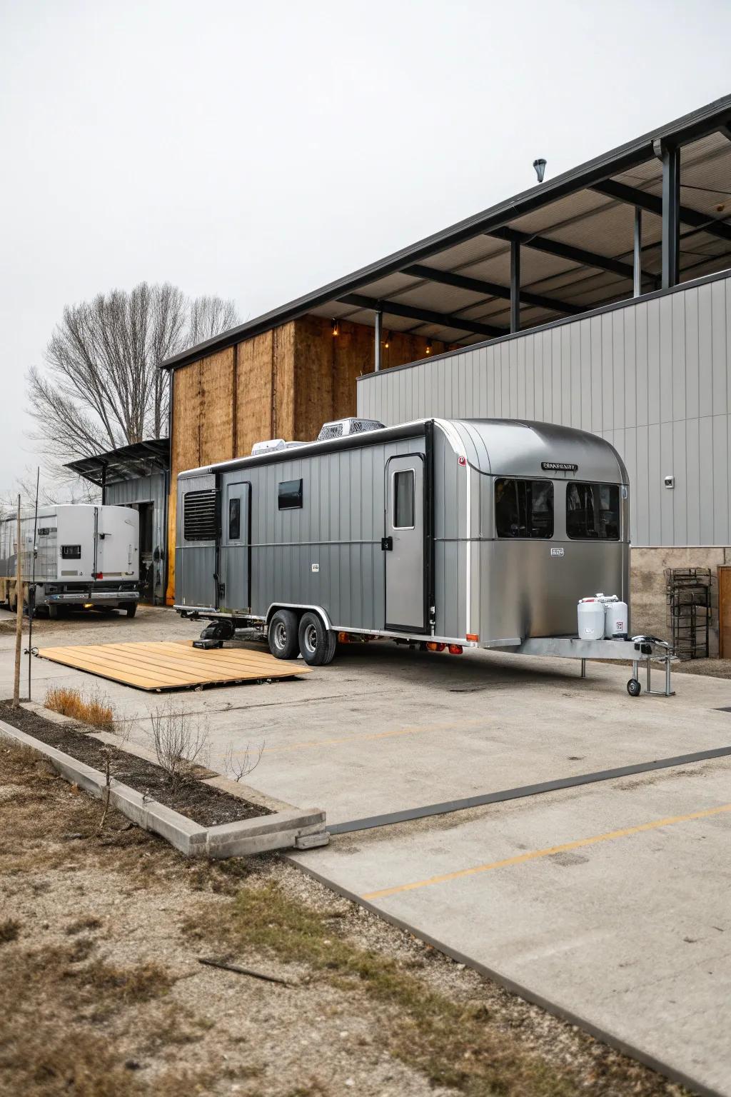 A tough metal RV shed that’s strong and stylish.