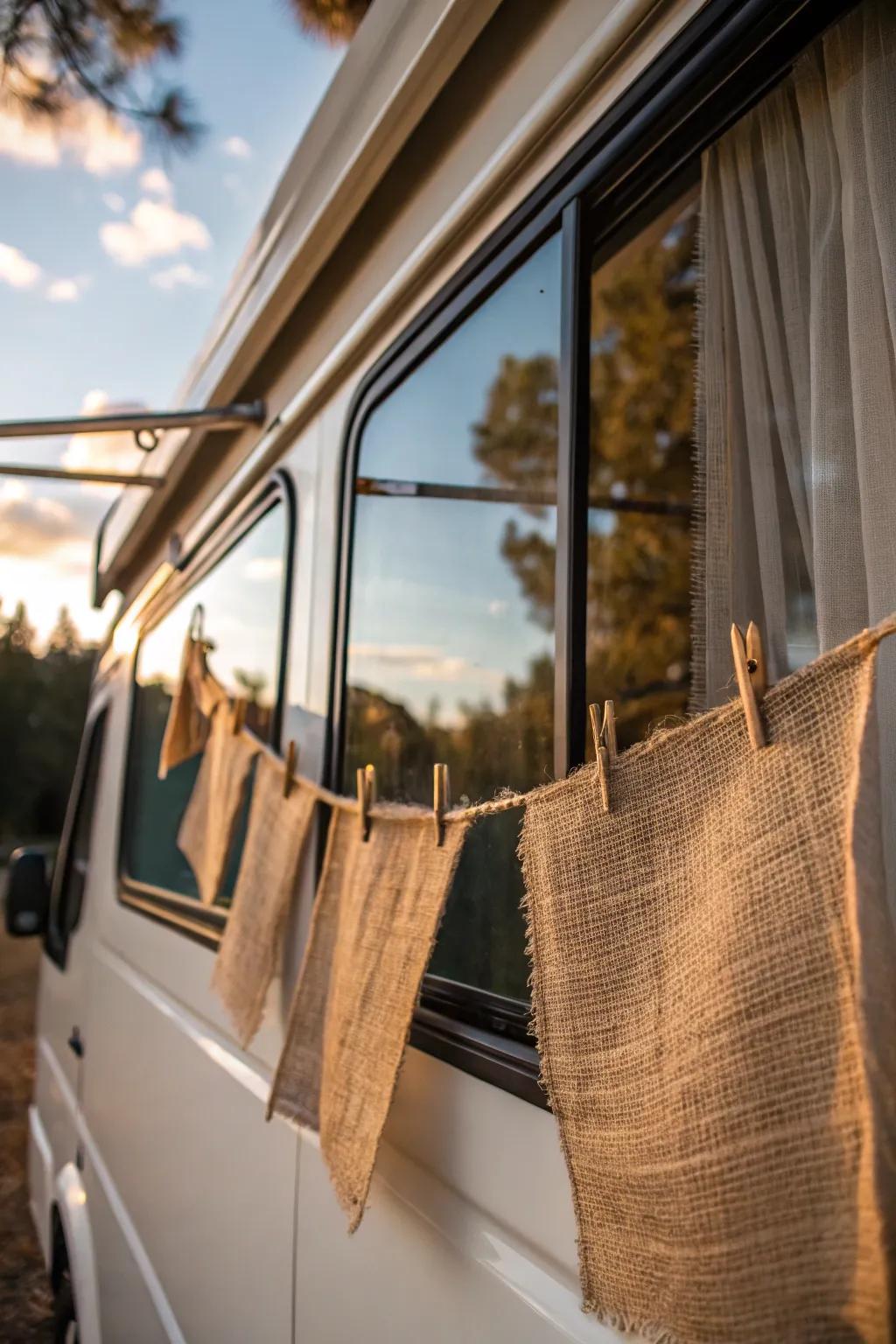 Wooden grips provide a rustic and casual window treatment option.