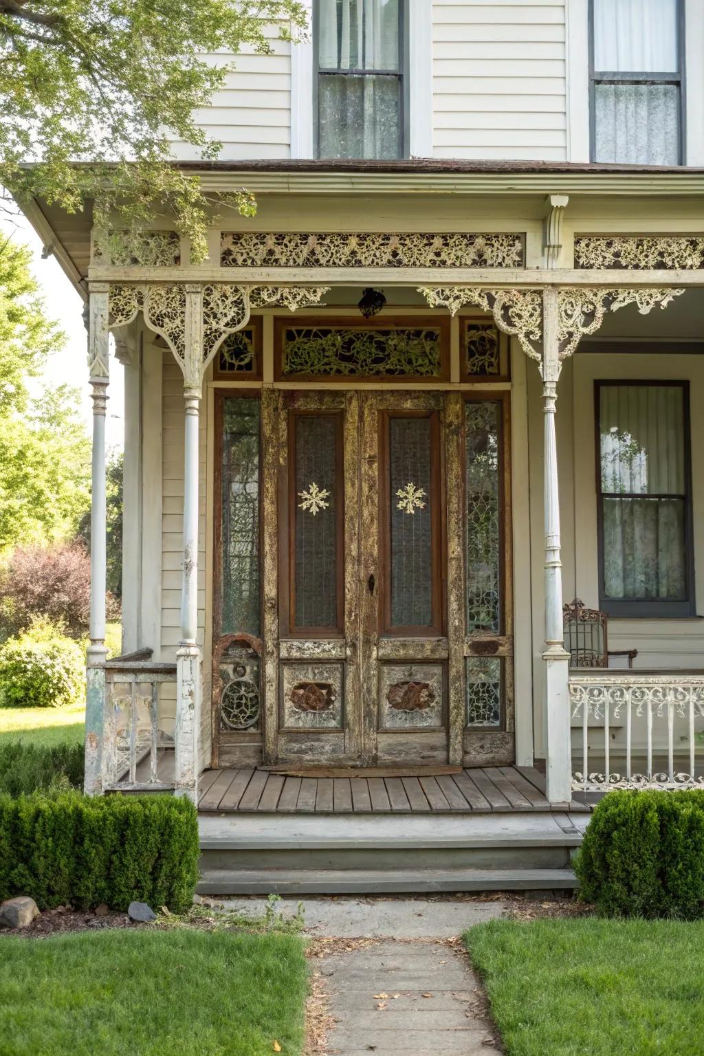 This historic home is enhanced by the character of the vintage-style screen door.
