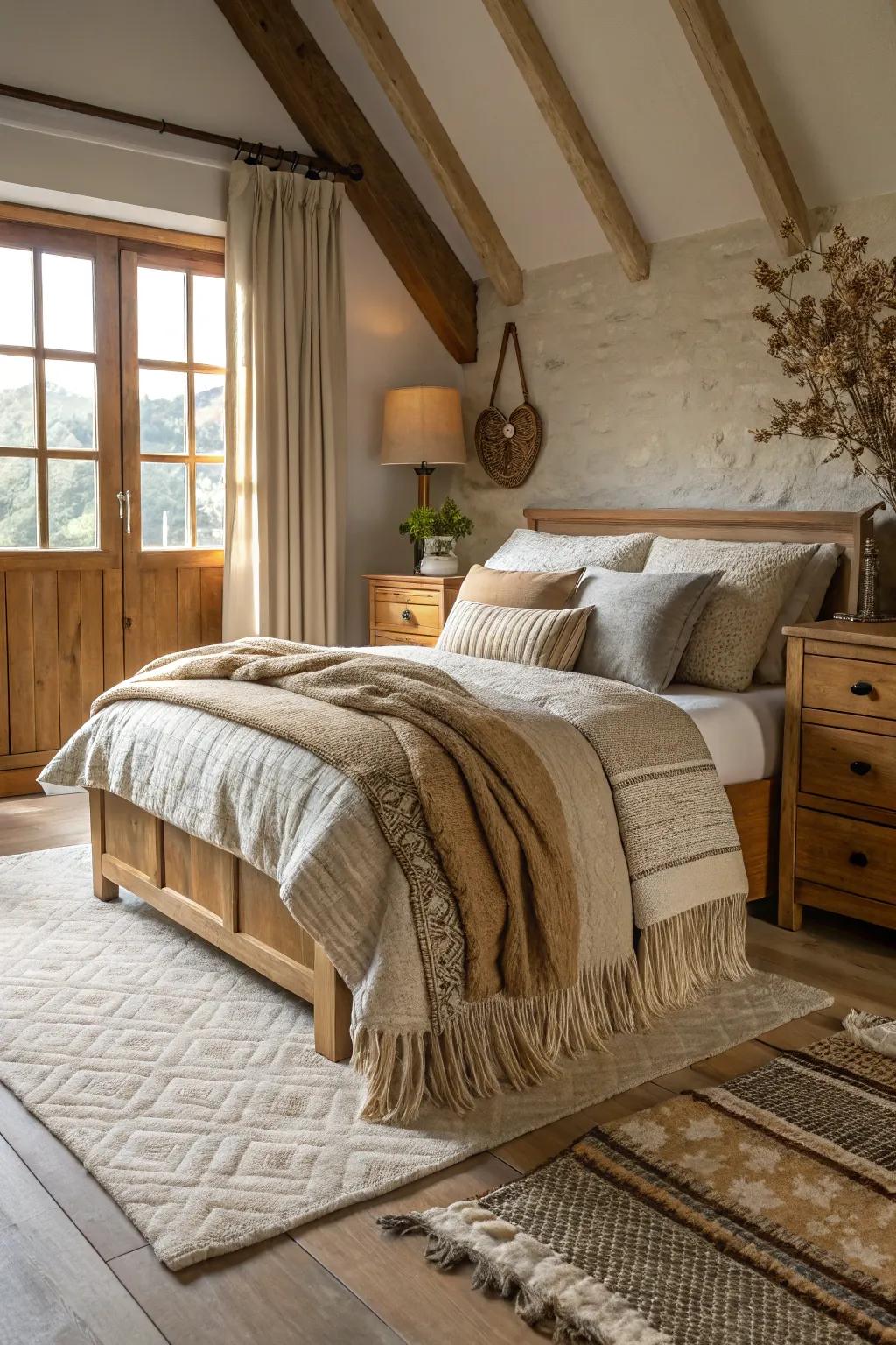 Layered textures create depth and uniqueness.