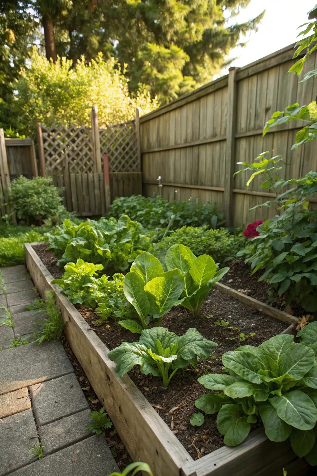 A veggie plot flourishes even in the shadows with the right flora.