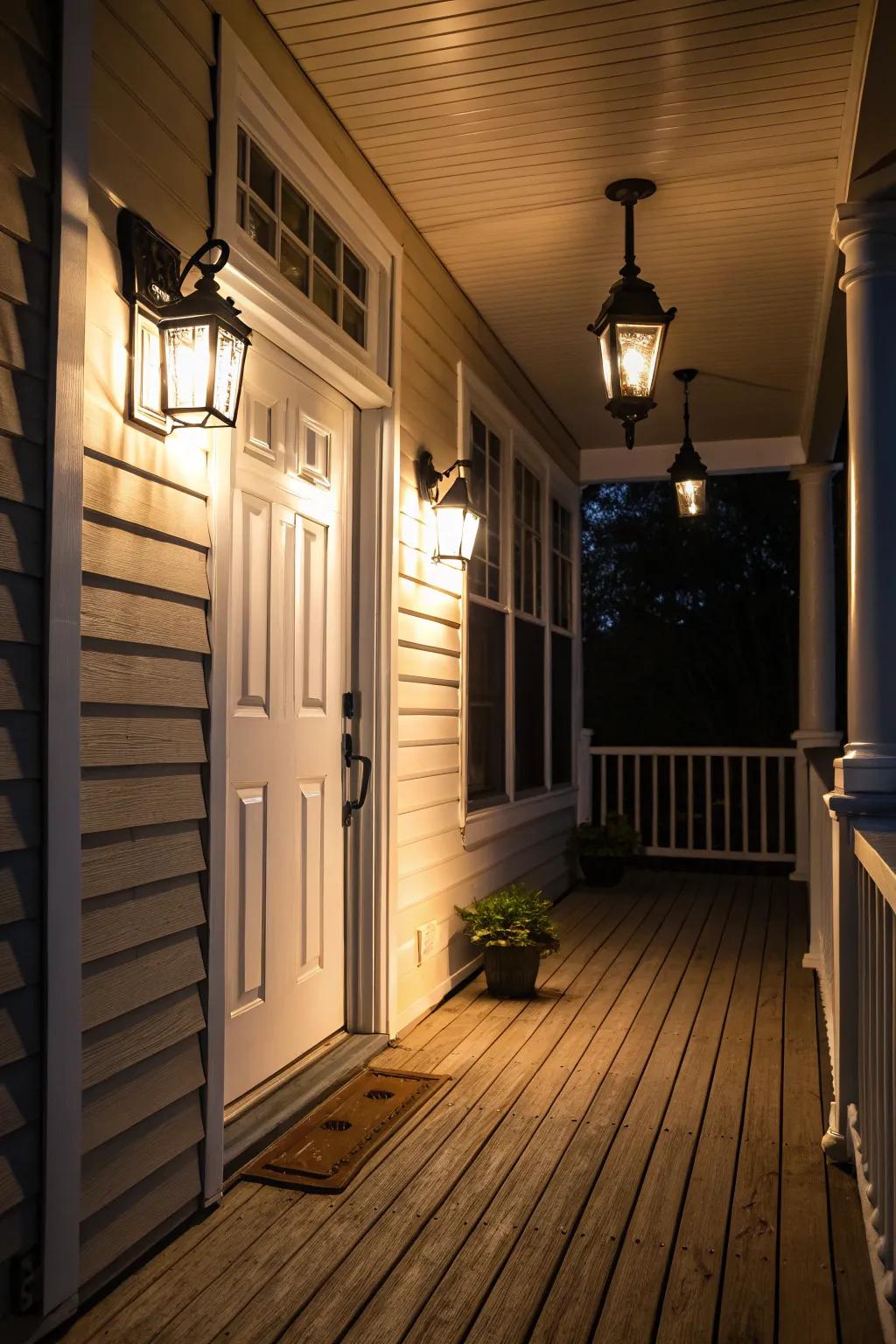Doorstep lights offer a warm and welcoming entrance.