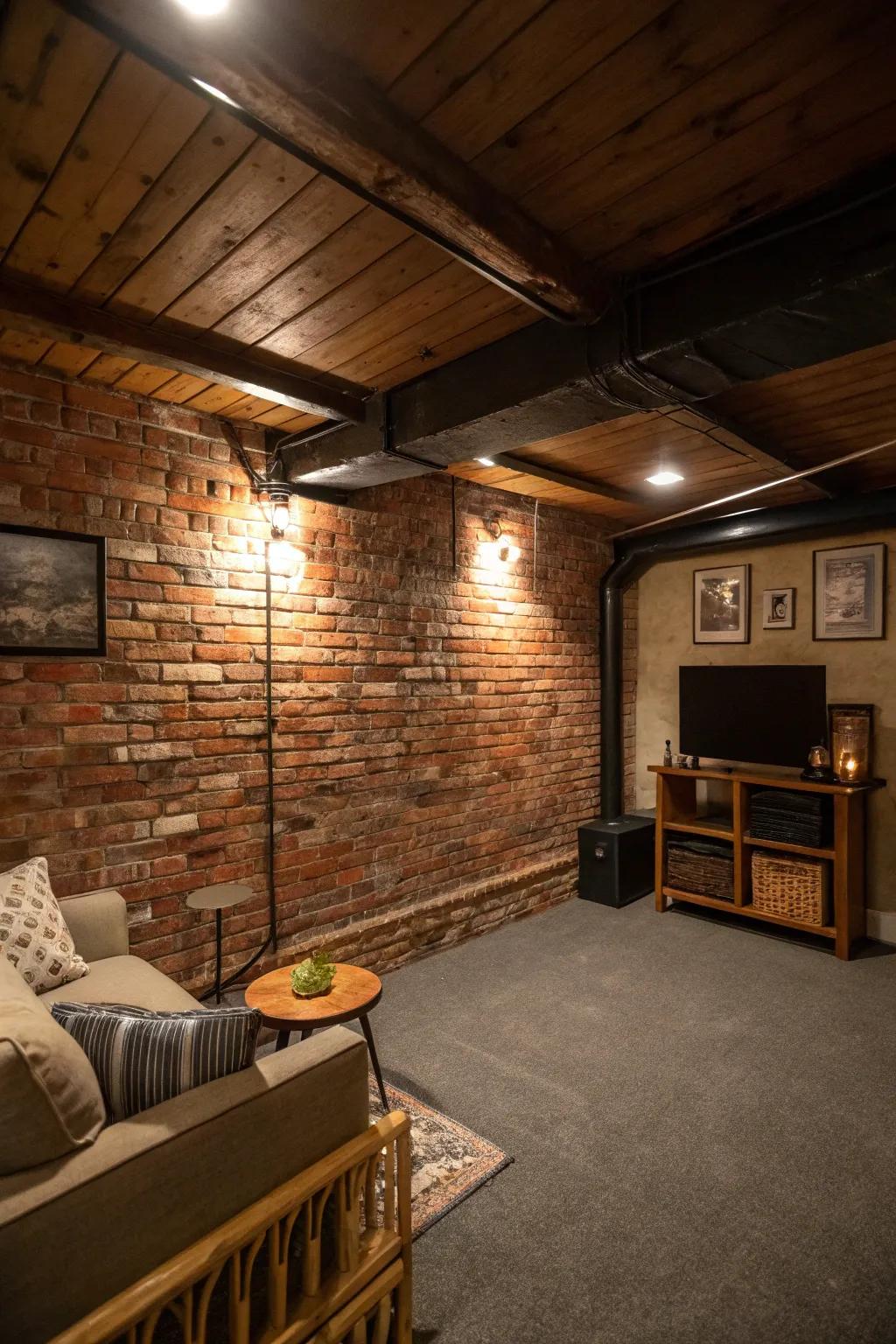 With a faux brick wall, you can add charm.