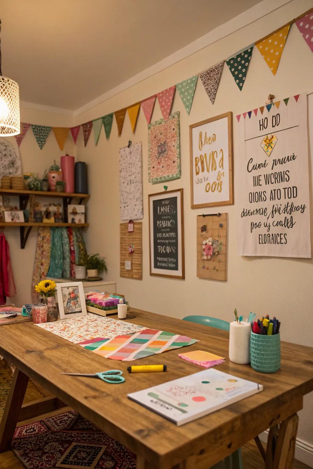 Decor you make yourself adds a personal and unique touch to your creative room.