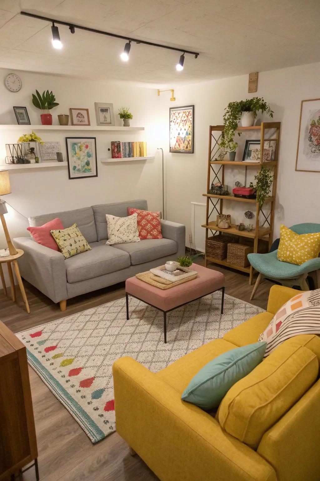 Modular furniture offers flexibility in small spaces.