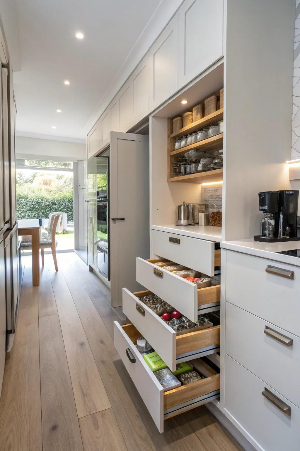 Hidden compartments keep this kitchen tidy and sleek.