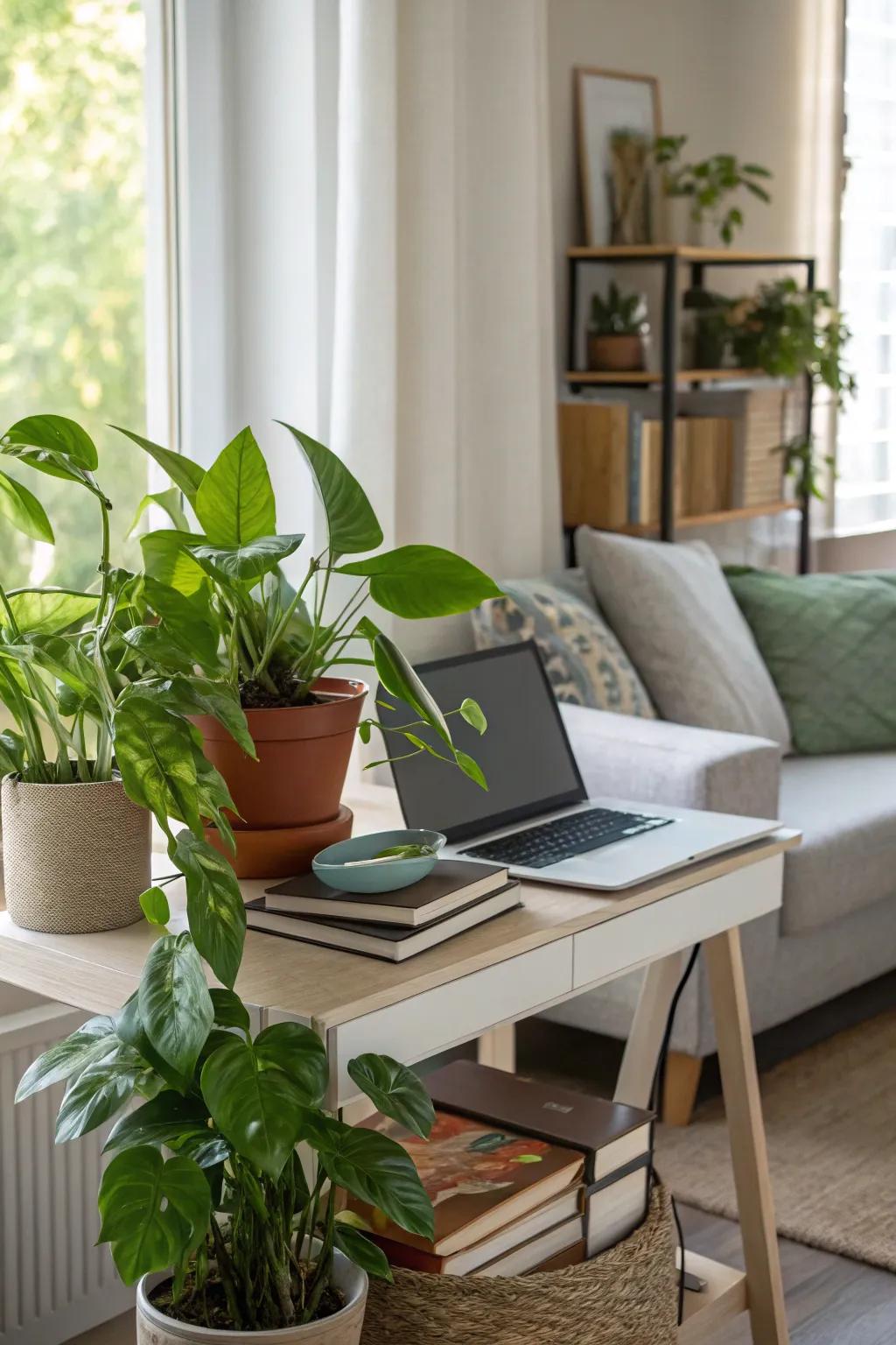 Indoor plants can transform your workspace into a lively retreat.