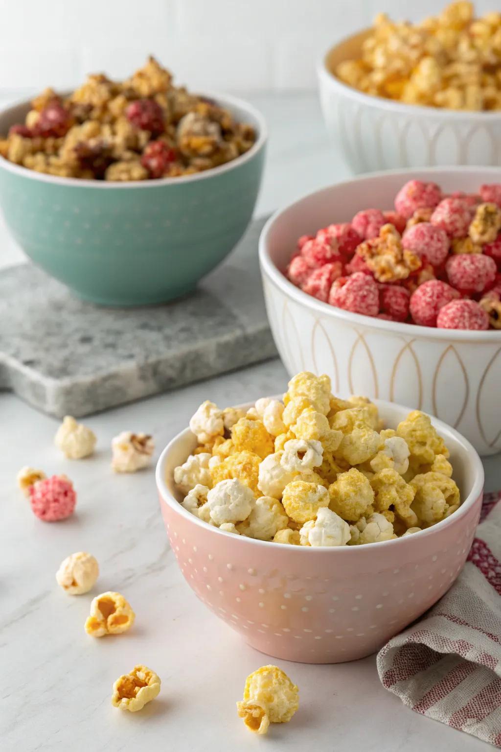 Exotic flavored popcorn adding an unexpected twist to the party.