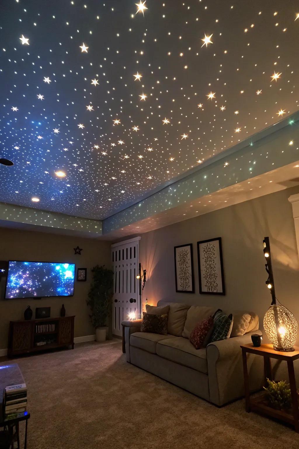 Starry projection lights produce a magical nighttime display.
