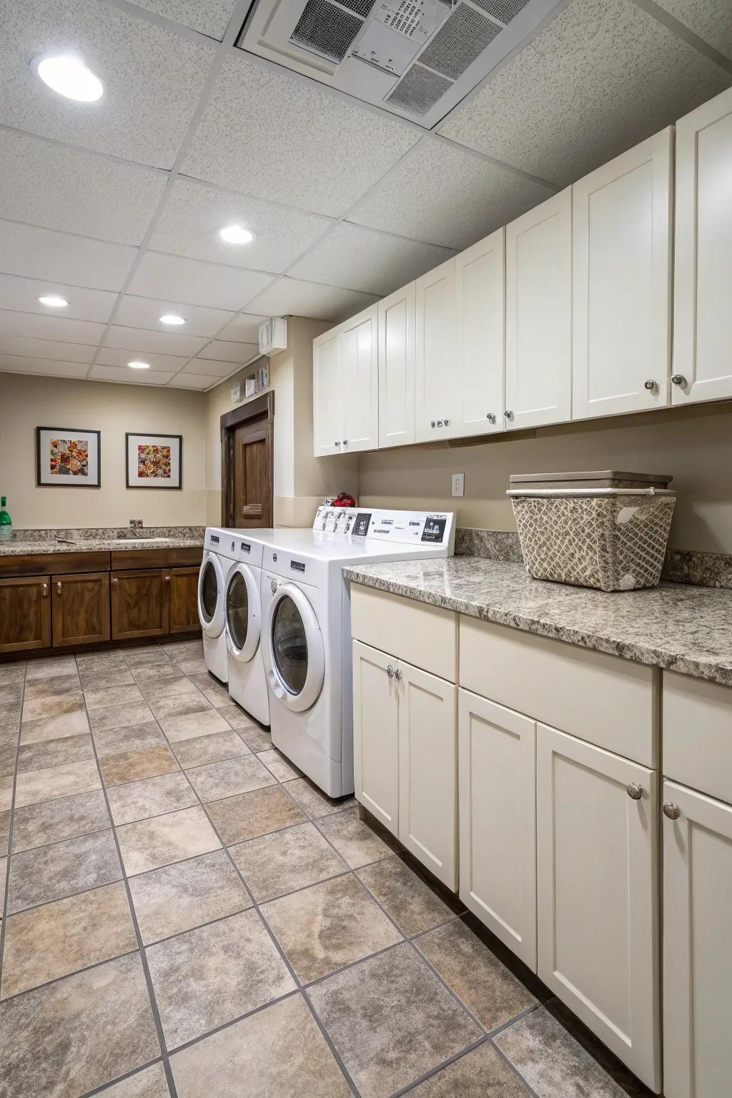Durable materials ensure longevity and resilience in your laundry space.