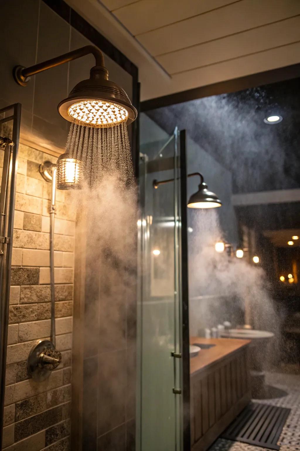 Steam-proof lighting ensures safety and enhances steam shower ambience.