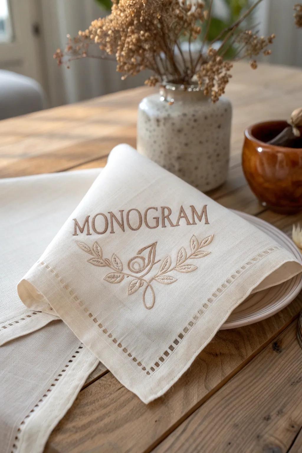 Elevate your dining experience through the ageless charm of monogrammed napkins.