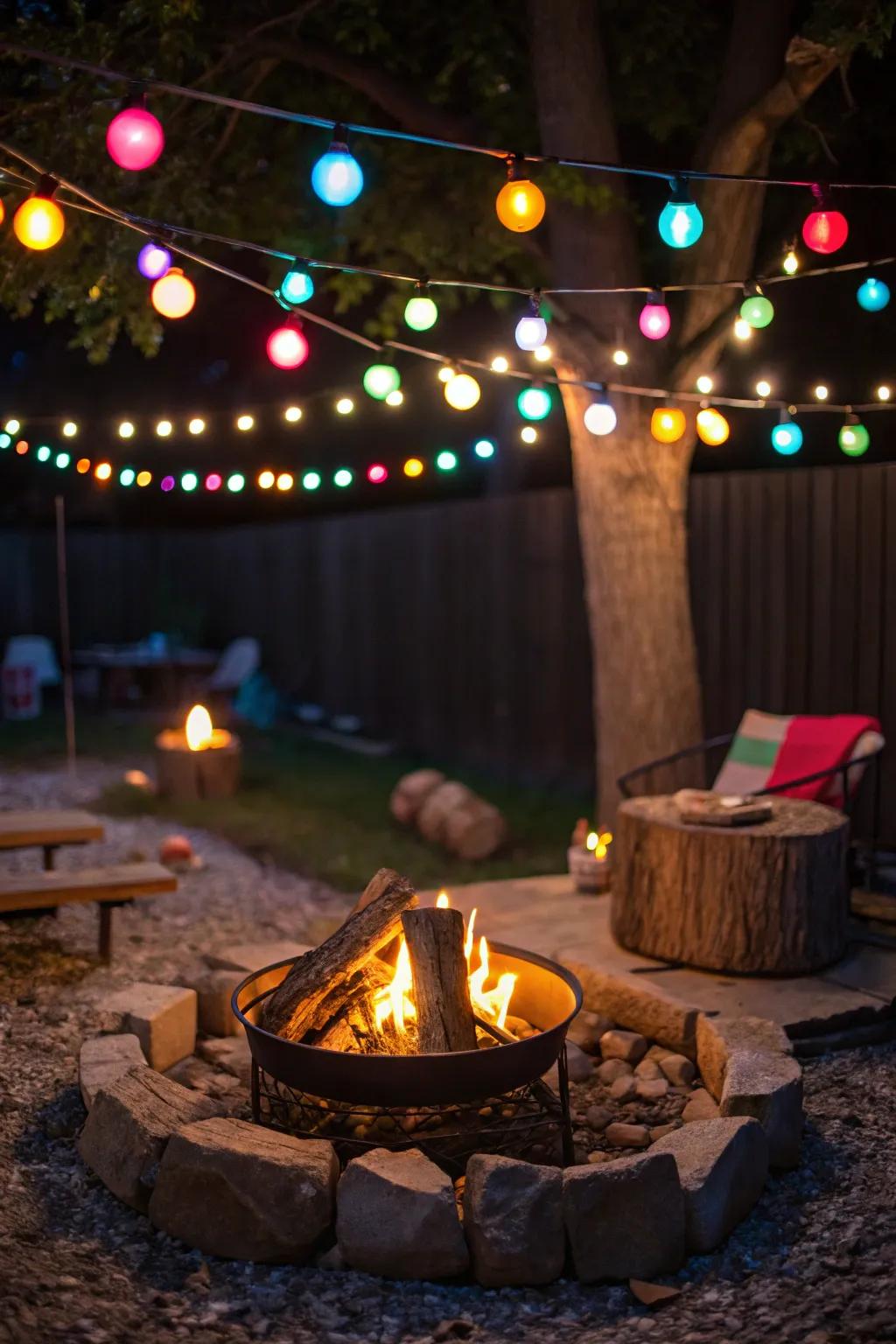 Colorful glow strands create a festive and vibrant atmosphere.