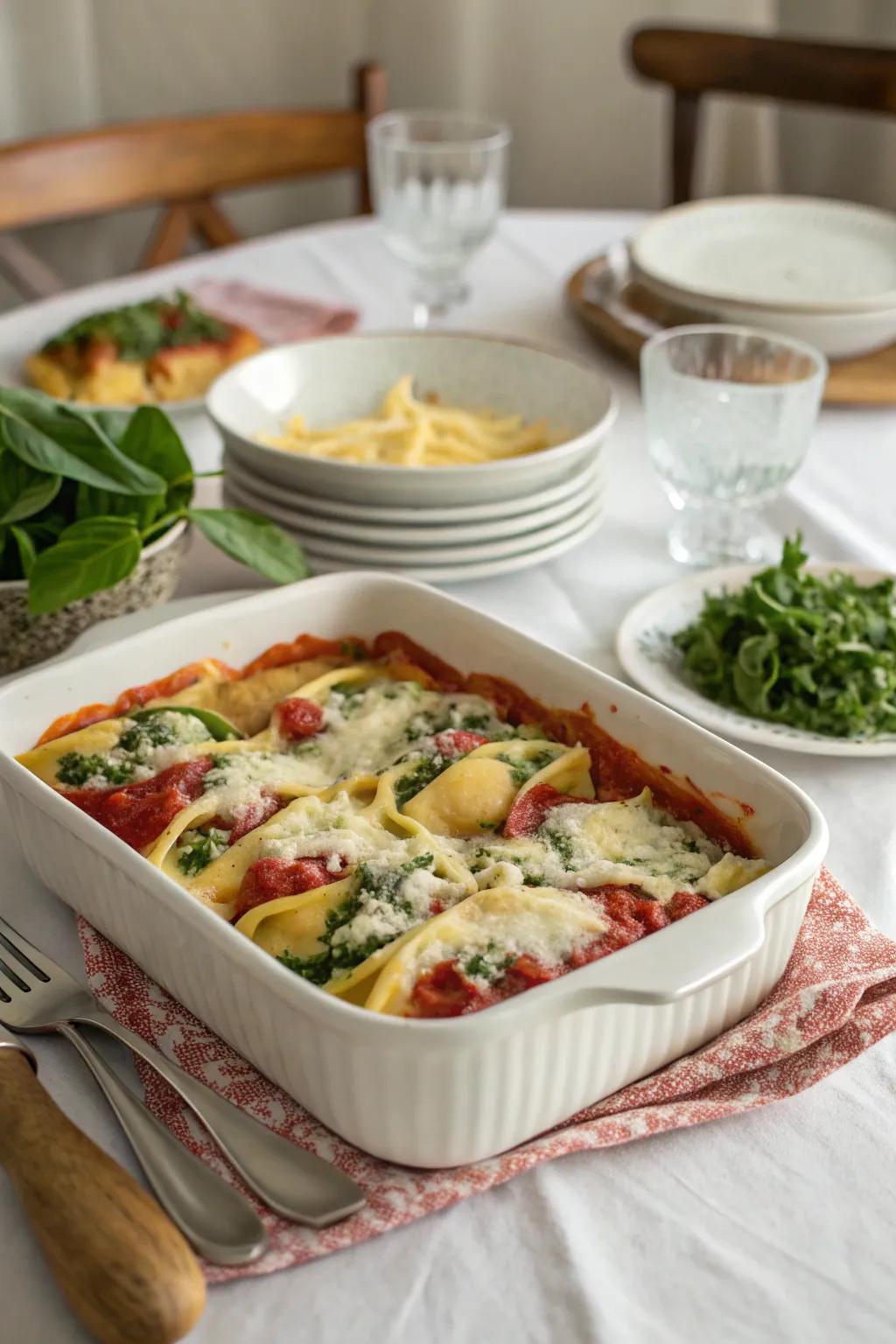 Spinach and ricotta stuffed pasta shells, a comforting family favorite.