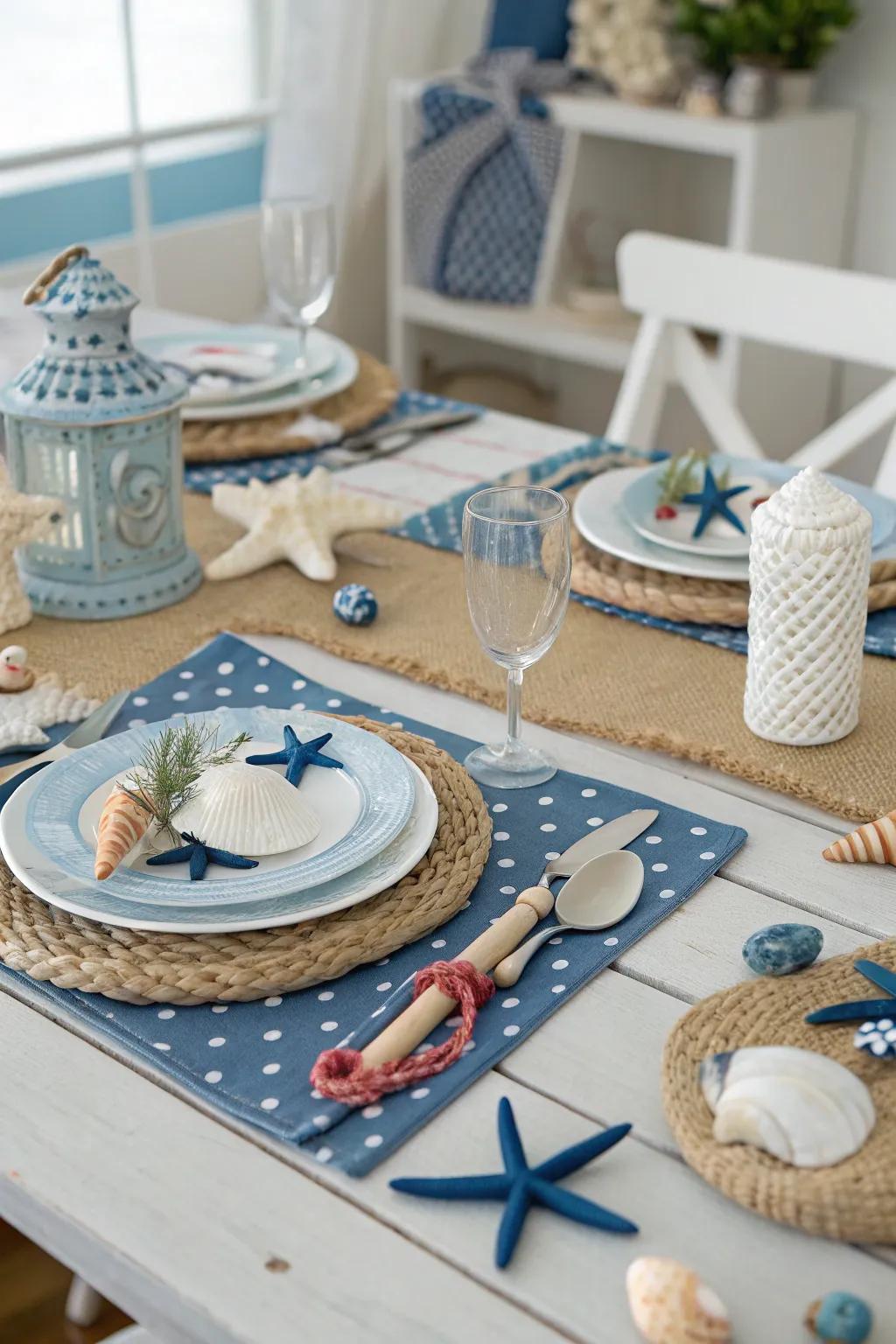 Playful themes like a coastal getaway add fun to the table.