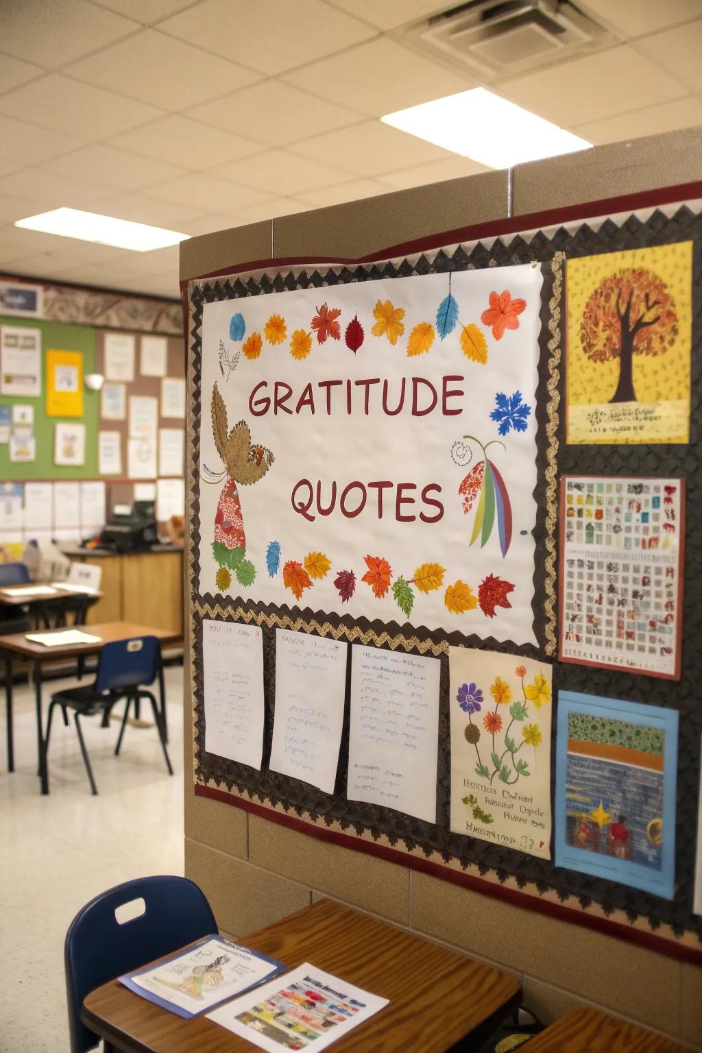 A seasonal presentation board instructs and delights through Thanksgiving themes.