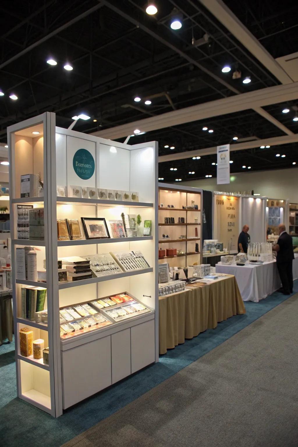 Base lighting highlights products and creates an elevated visual effect.