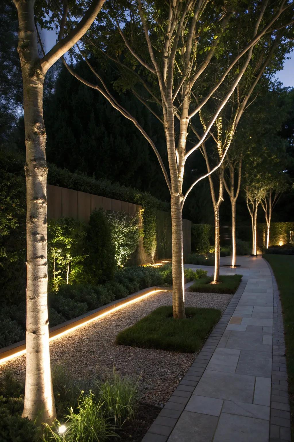 Concealed LED bands infuse a contemporary twist into tree lighting.