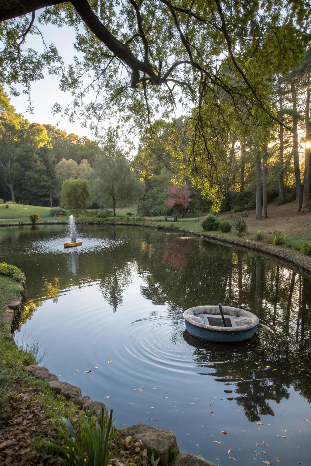 Drifting water elements incorporate playfulness to basin surfaces.