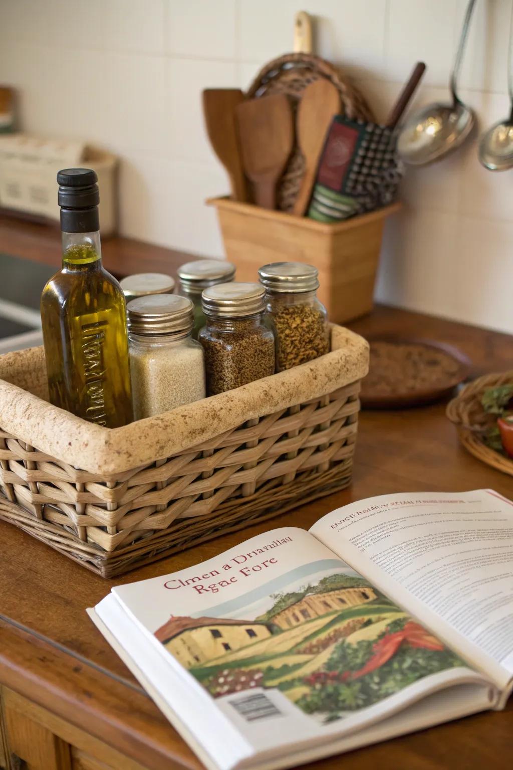 A culinary adventure basket for aspiring culinary artists.