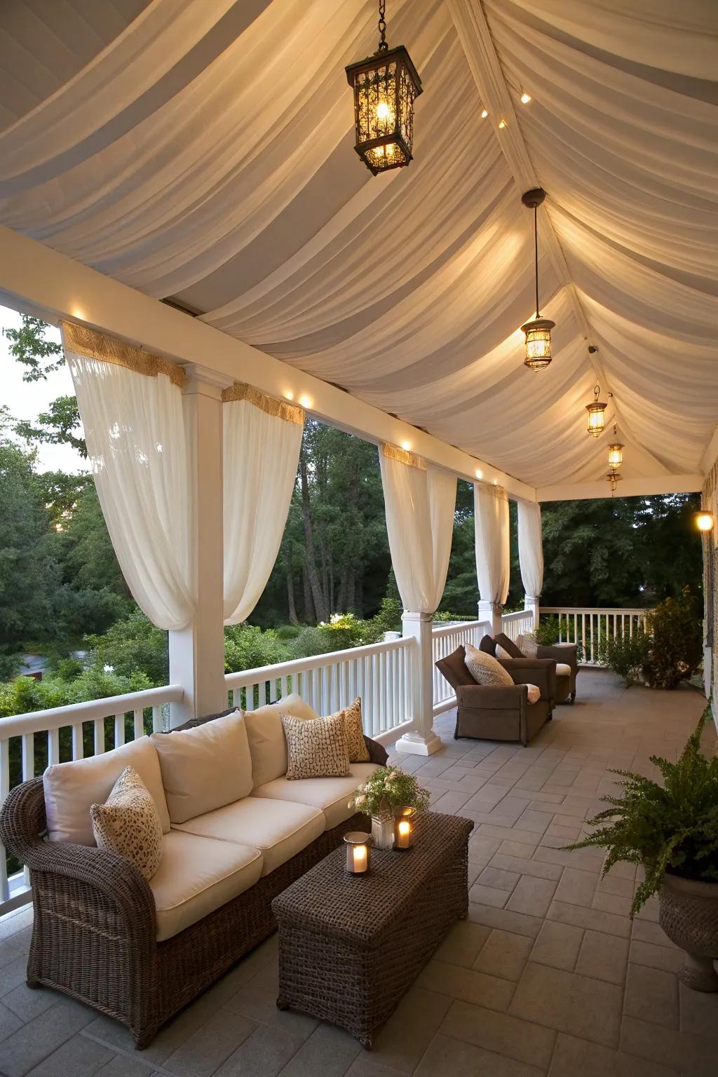 Achieve an airy feel with sheer fabrics.