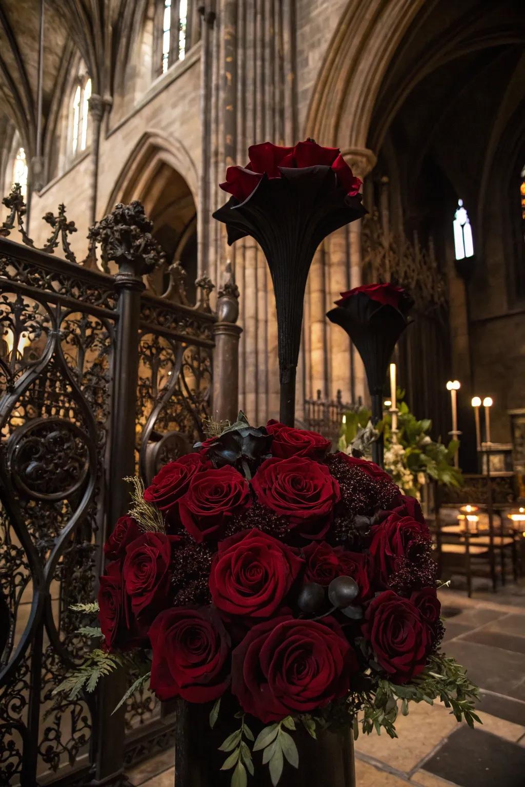 Dark floral compositions add romance and mystery.