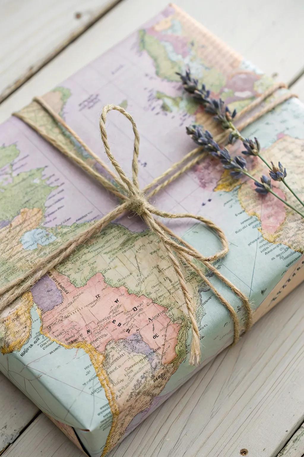 Wrap your gifts in wanderlust with vintage map paper&mdash;a perfect blend of simplicity and charm for the boho traveller.