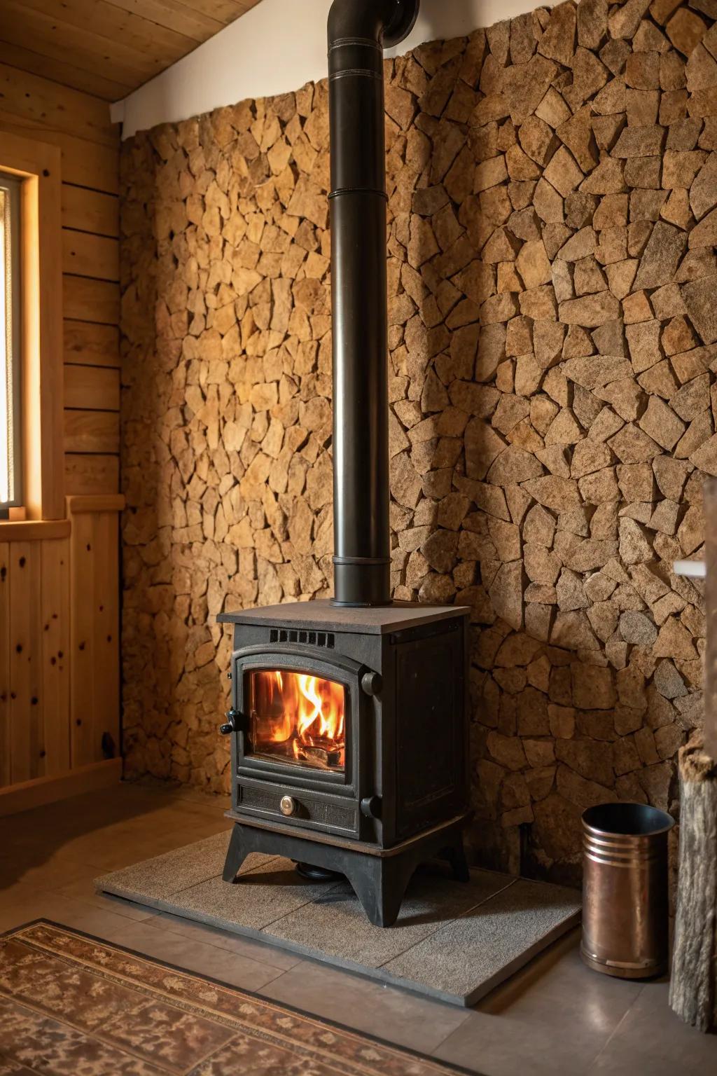 Cork walls deliver unique texture and natural warmth.