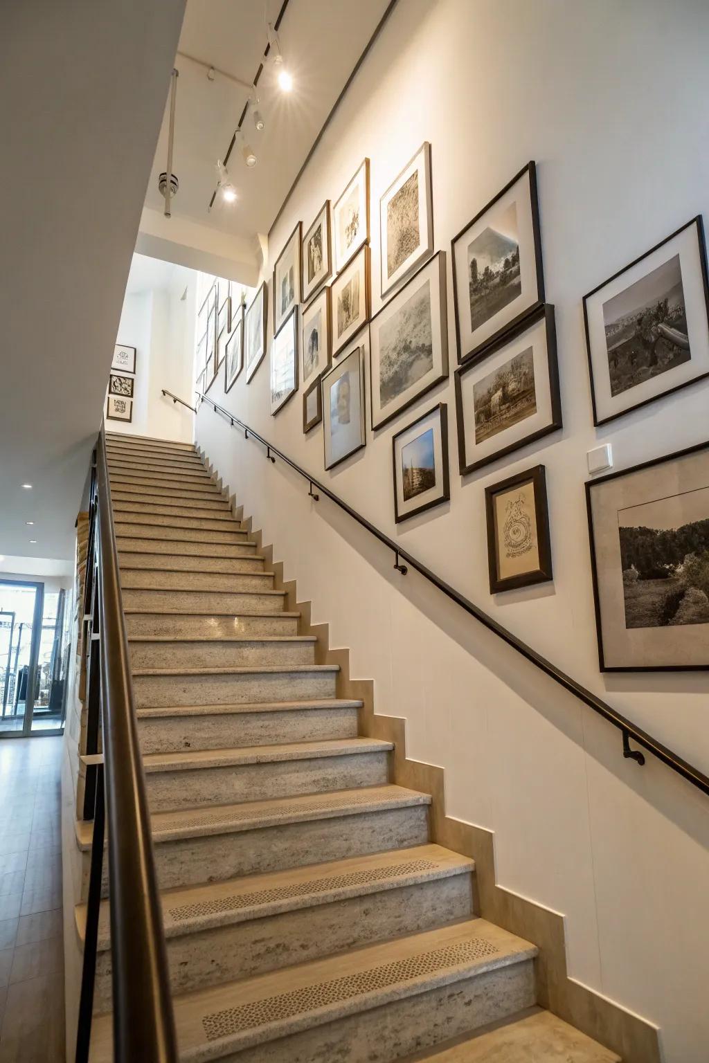 A stairway gallery aligned with the stairway.