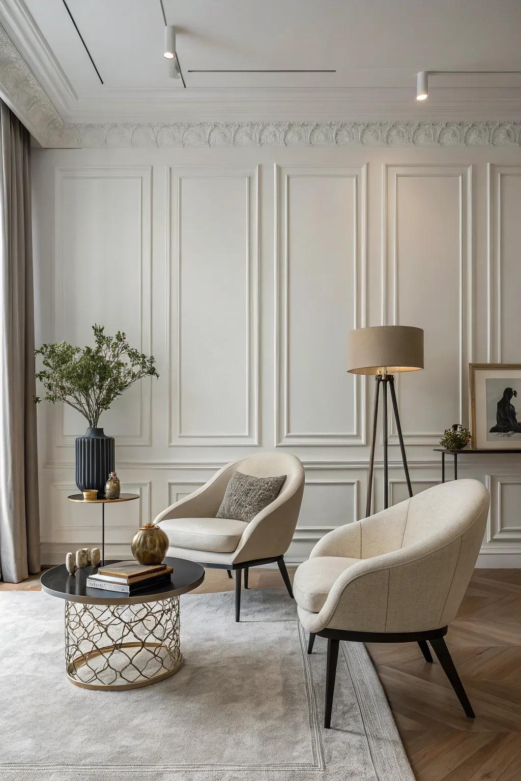 Attain minimalist elegance with simple moldings.