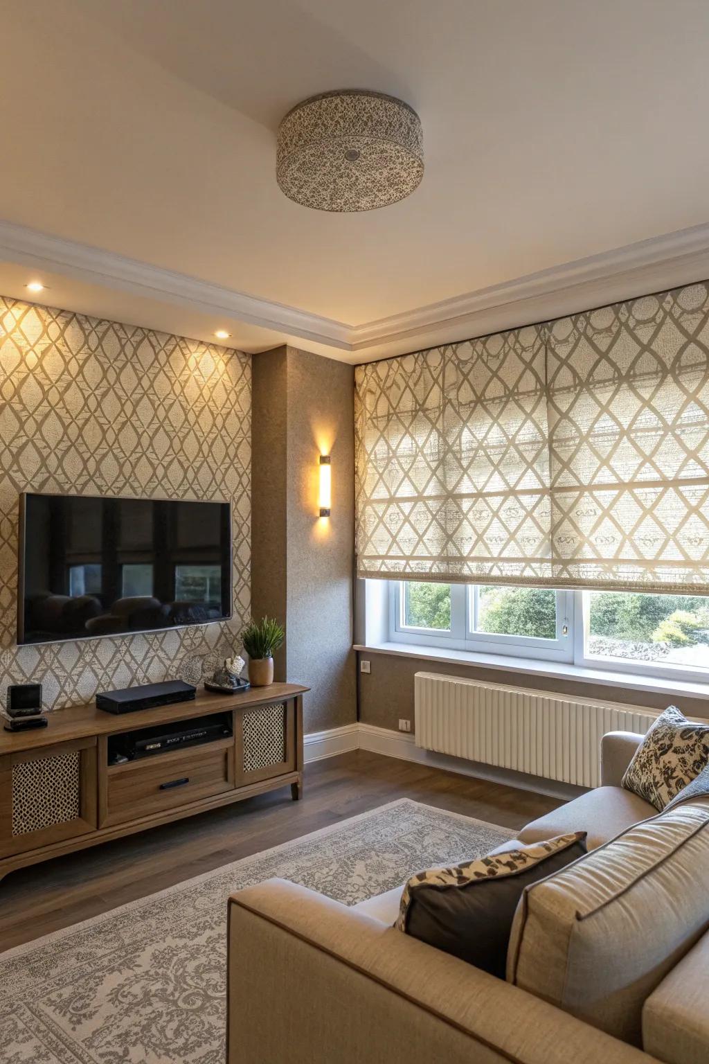 Pull-down shades can elegantly conceal your TV.