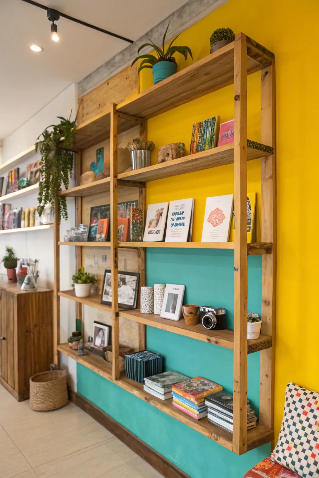 Make your shelves pop against a painted backdrop.