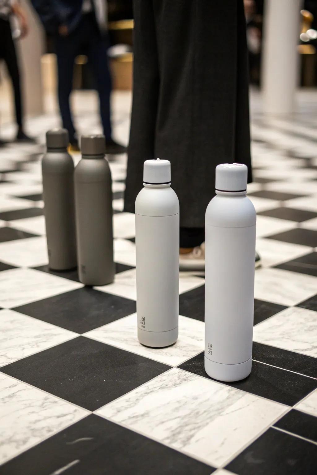 Monochrome reusable beverage container aesthetics for timeless elegance.