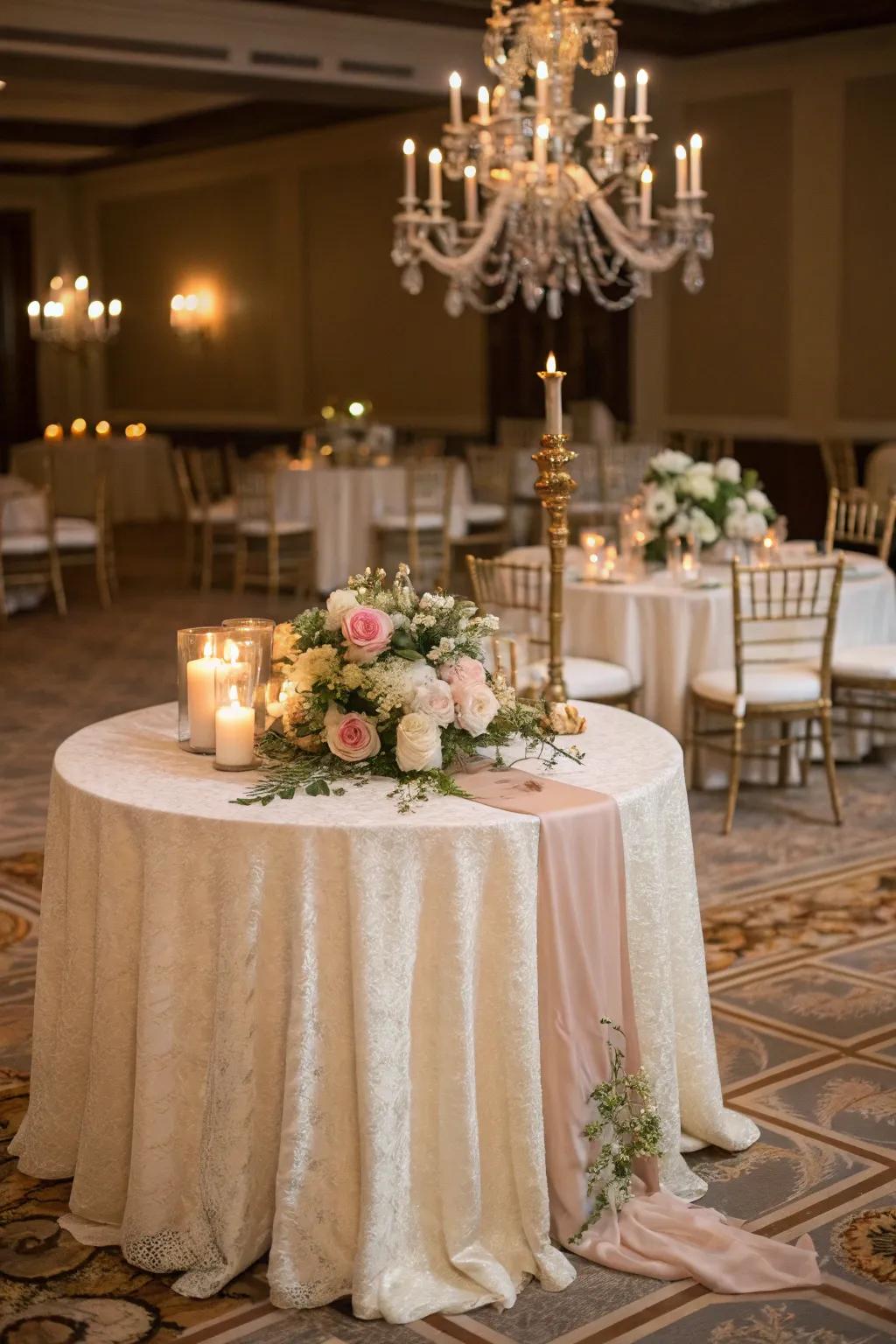 A fabric overlay lends sophistication and softness.