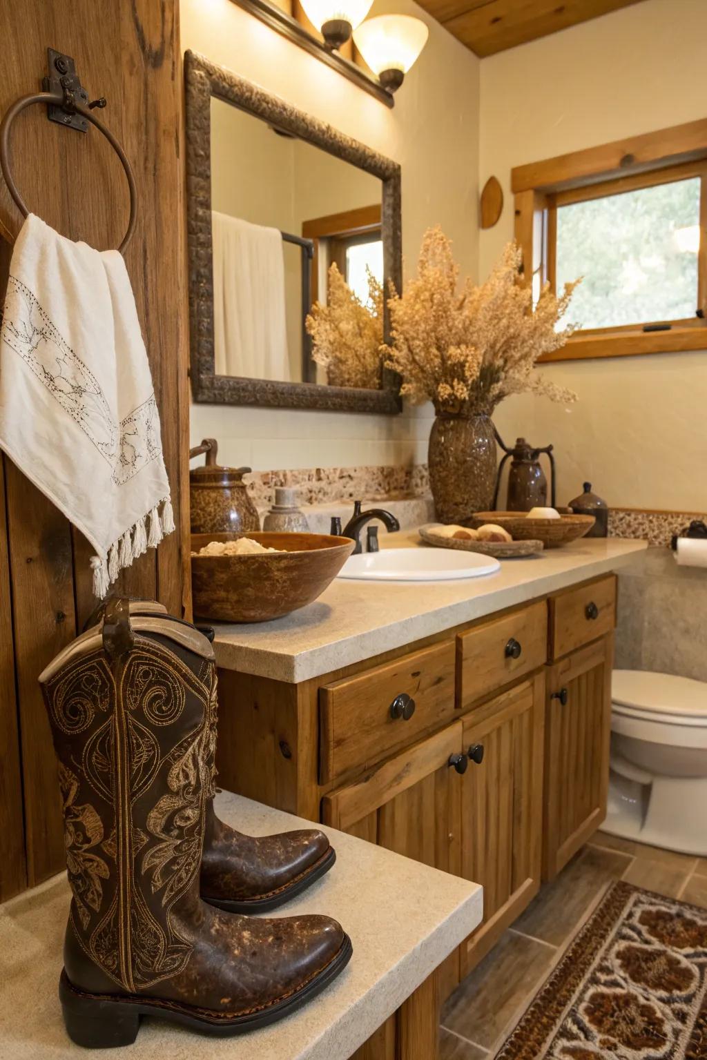 Unique vases add a playful Western element.