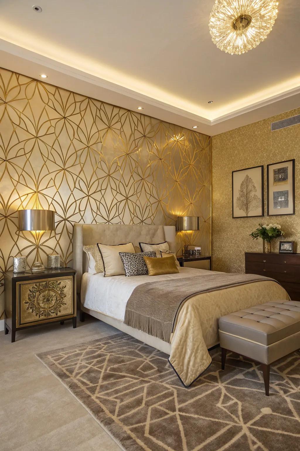 Sophistication is added when golden geometric patterns are utilized.