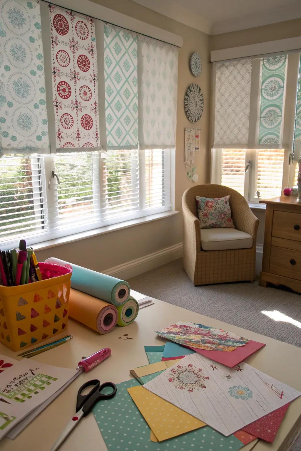 Bespoke designed coverings infusing character into an art studio.