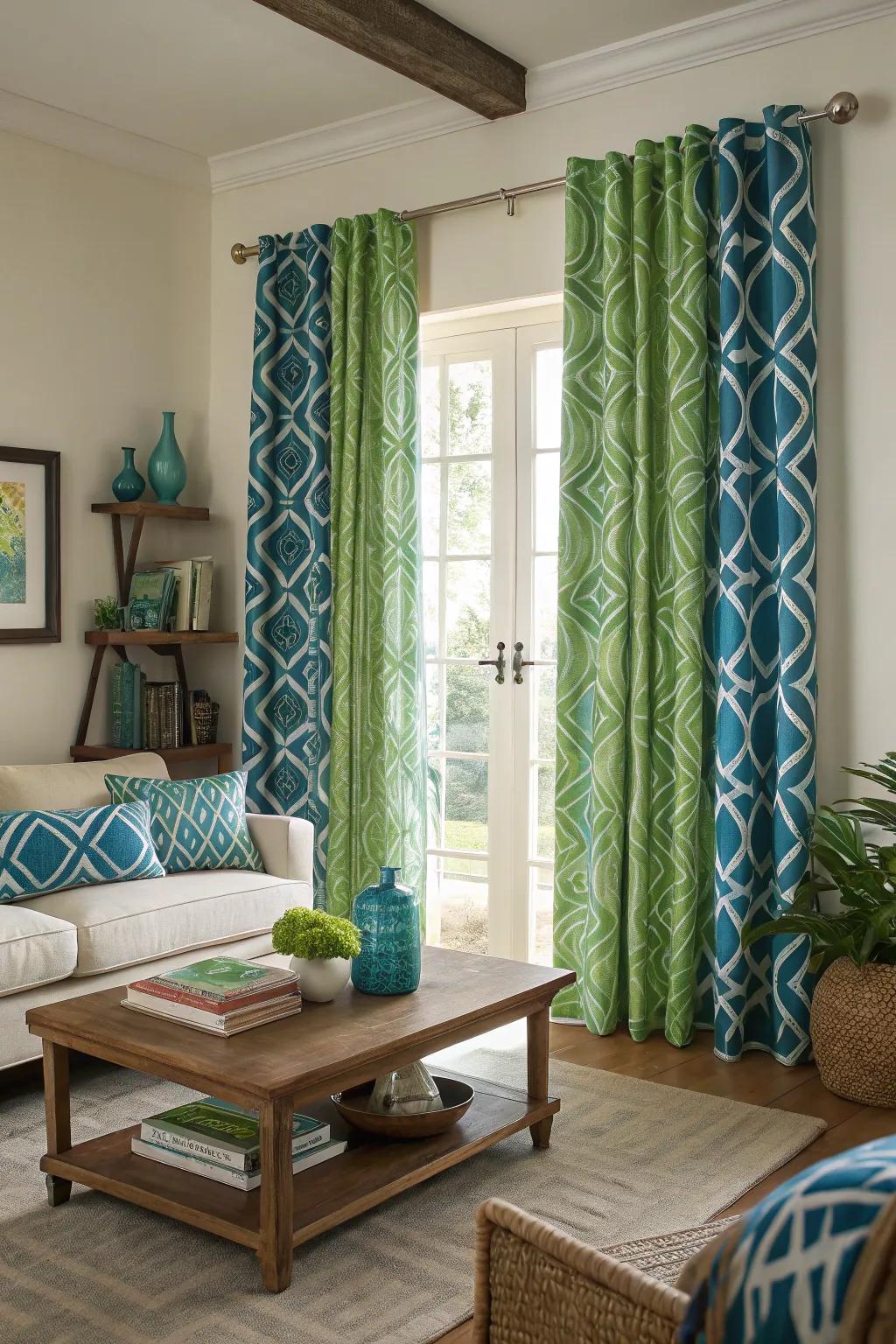 Themed drapes add style and privacy.