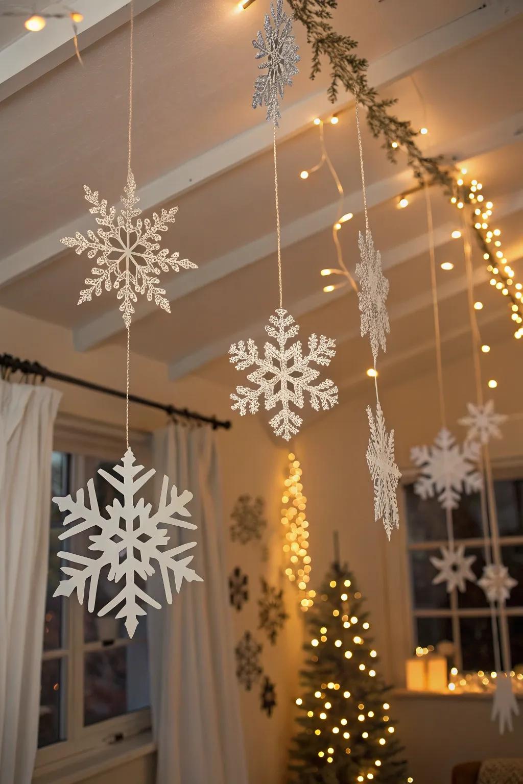 DIY snowflake mobiles for a personal element.