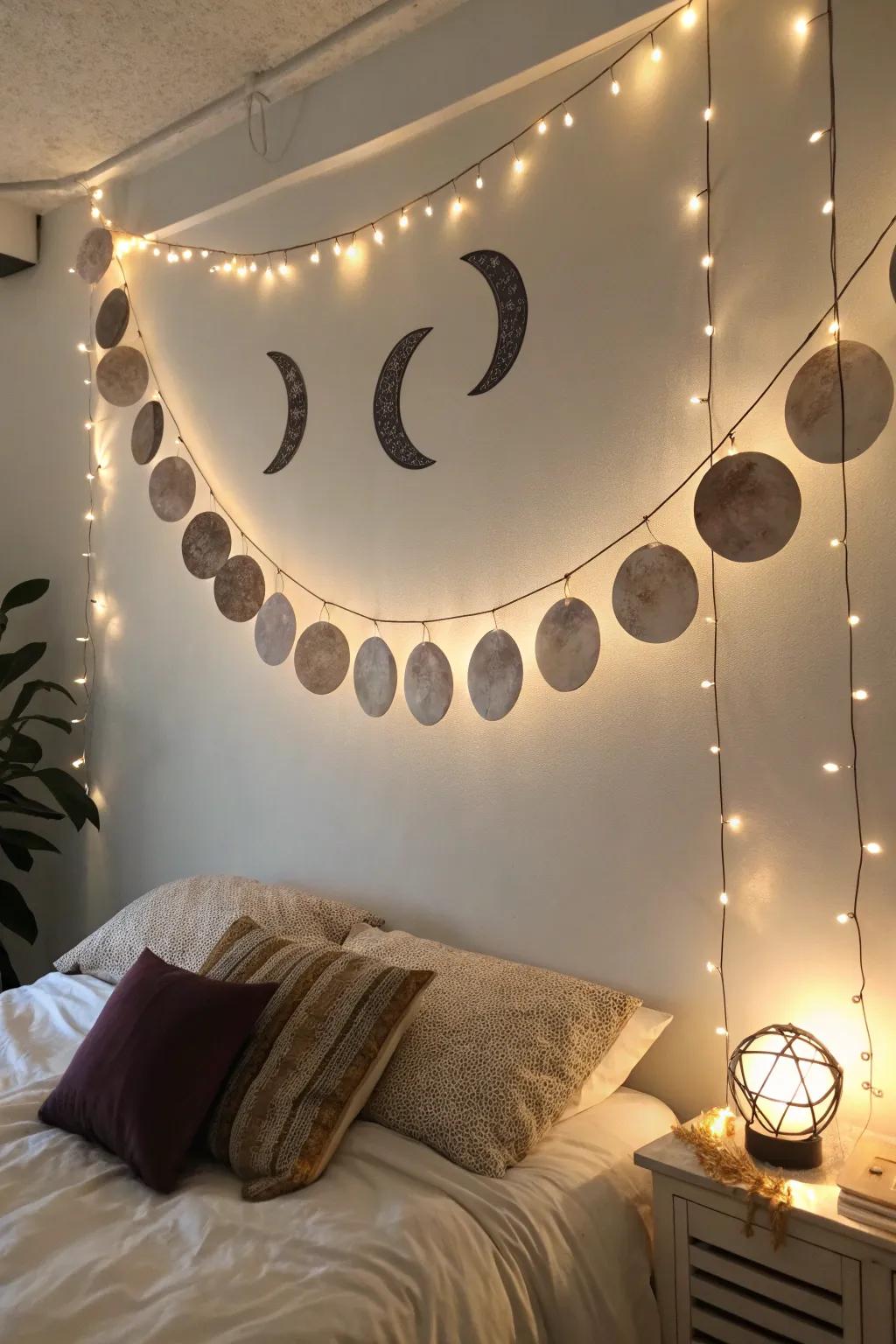 Lunar cycle decor for a celestial accent.