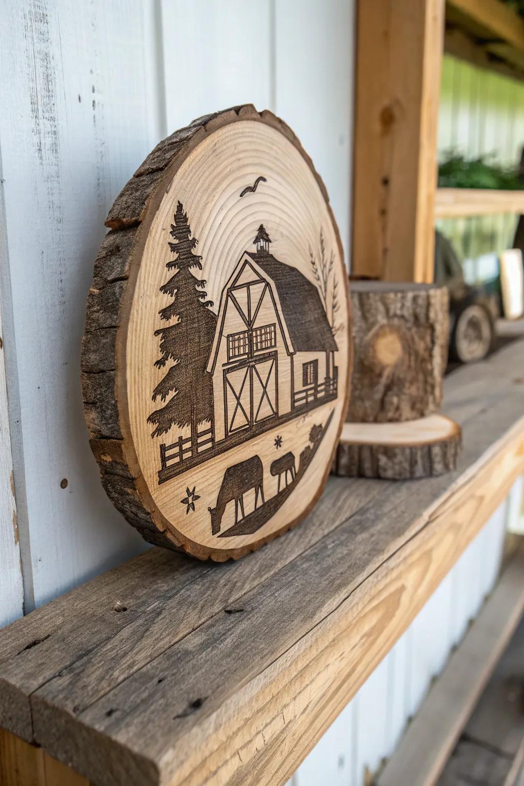 Bring rustic charm to your space with farmhouse-inspired wood circle paintings.