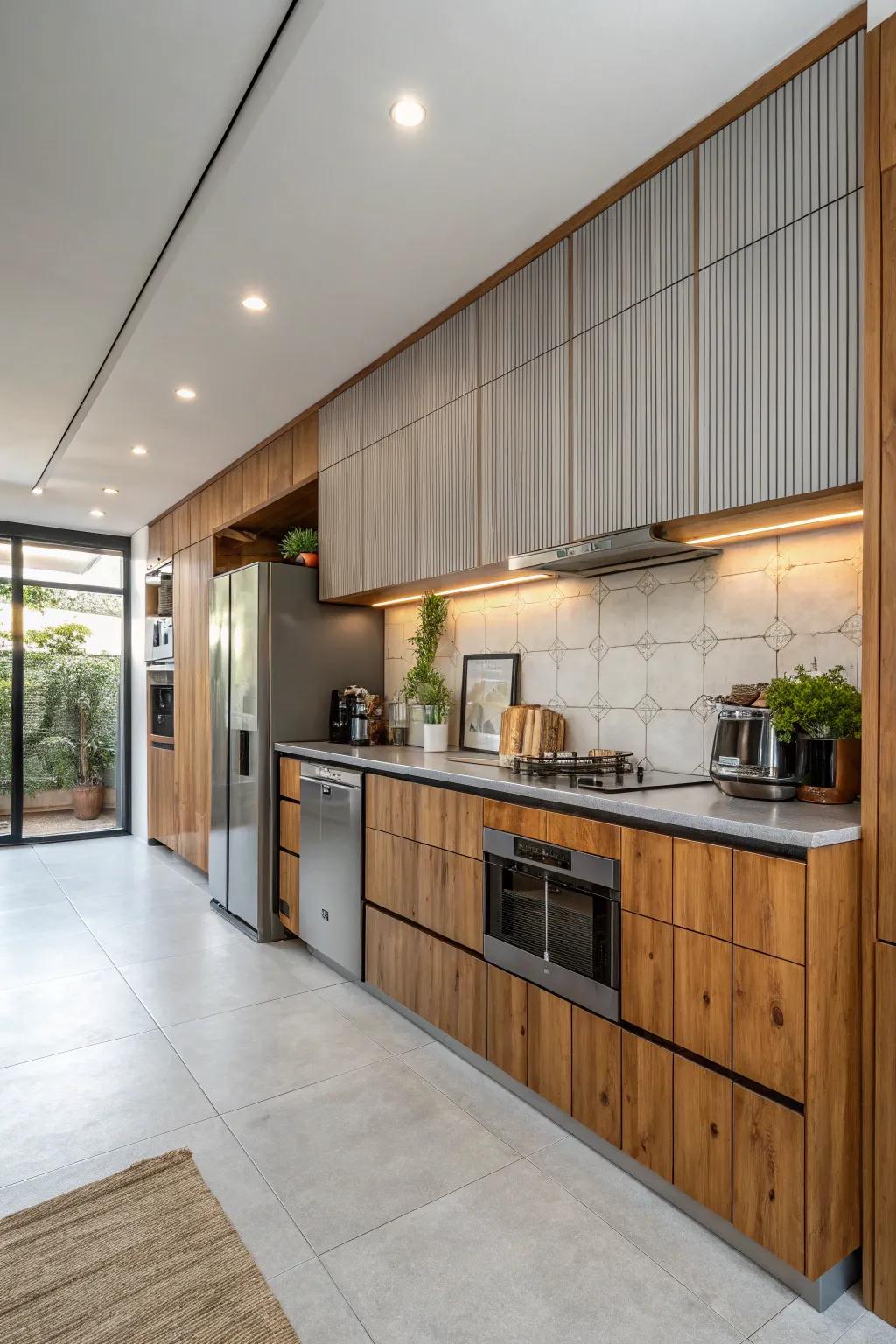 Fusing materials with timber coverings adds a modern edge.