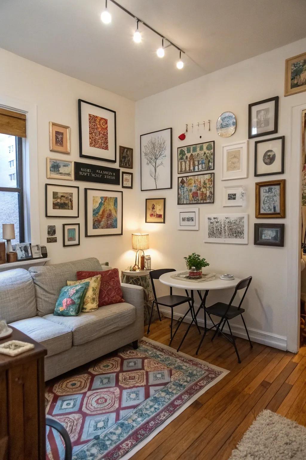 Artwork personalizes and enlivens a small space