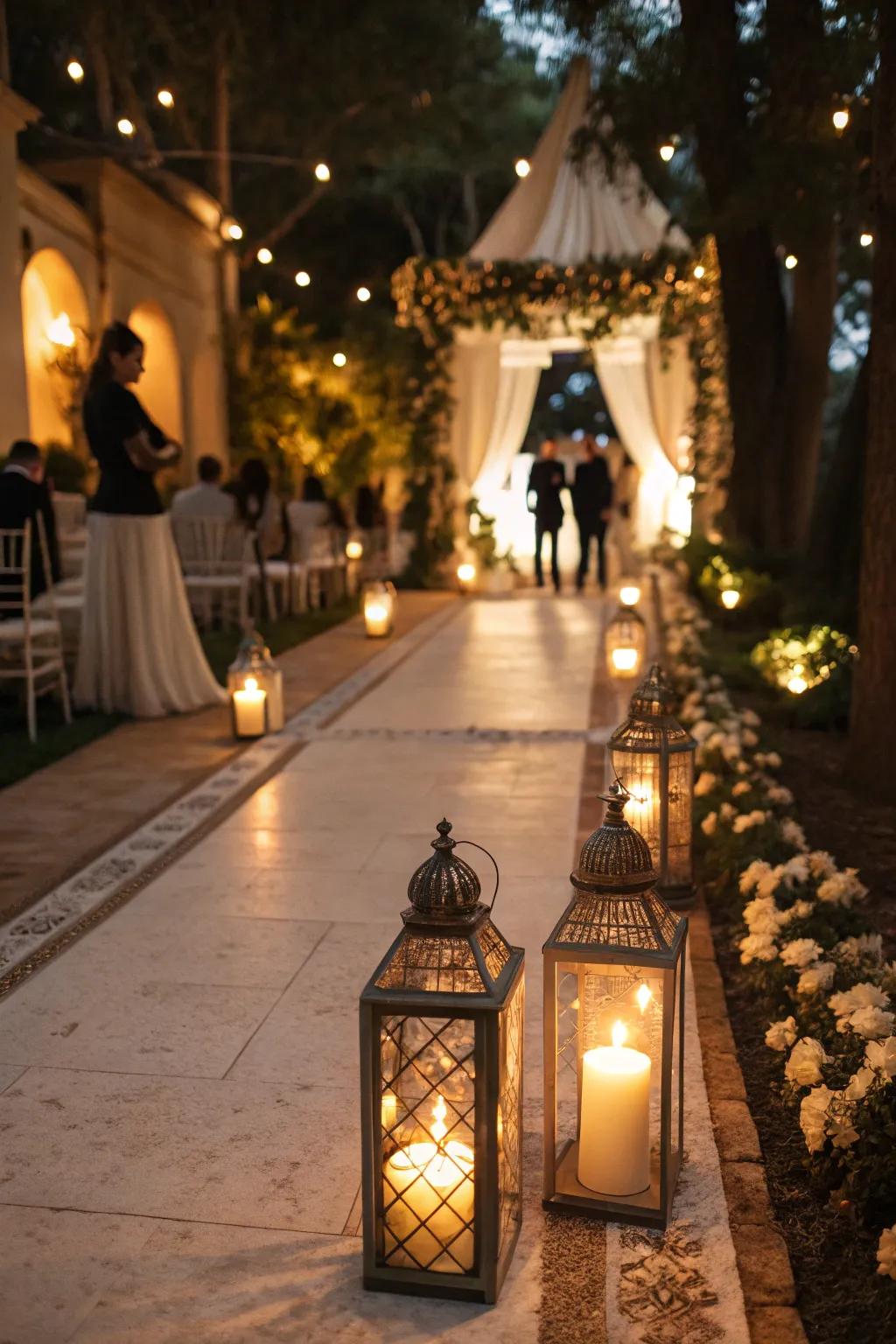 Lighted ways make a romantic and magical setting.