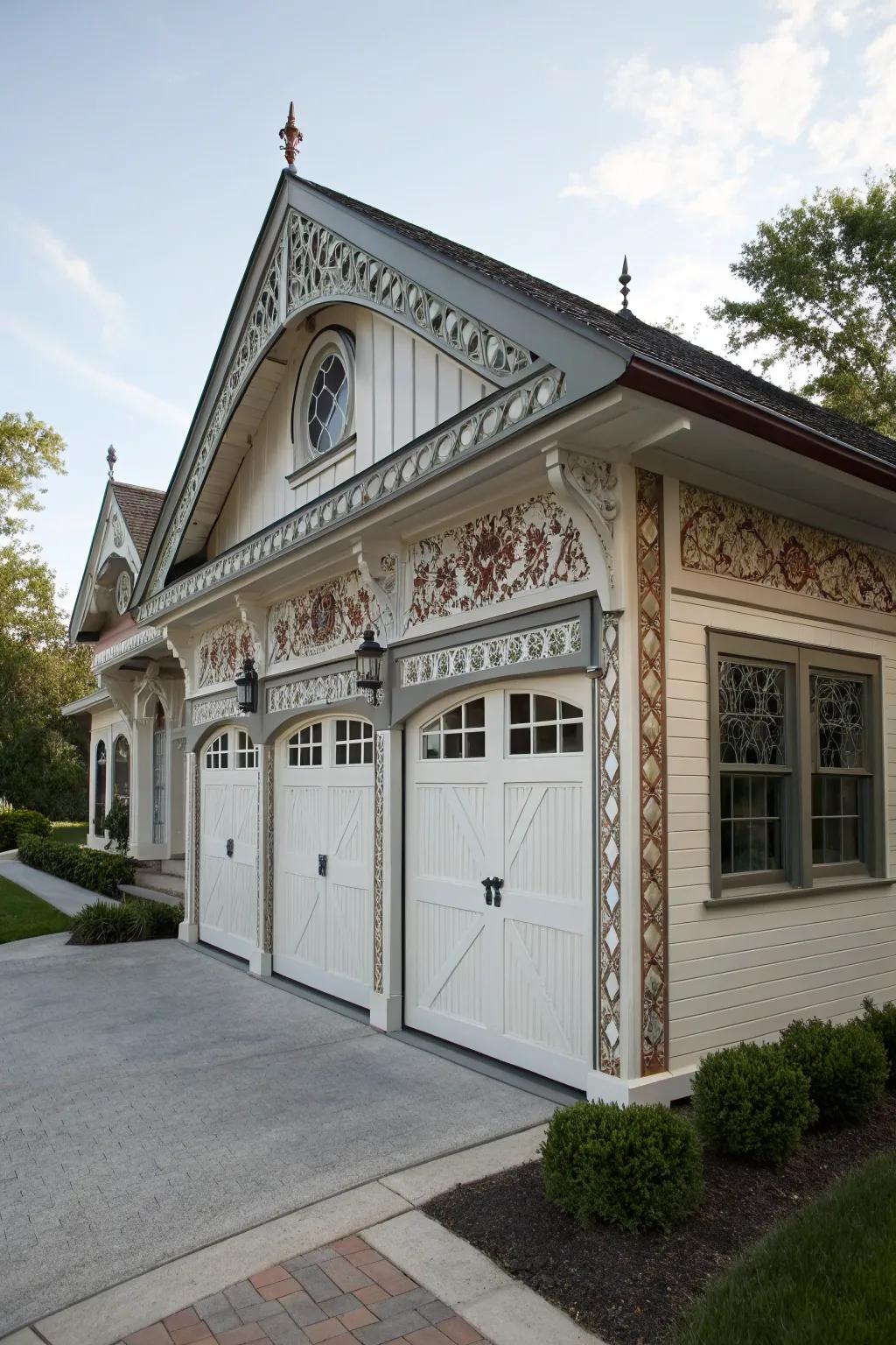 Artful trim and details that add character to a garage.